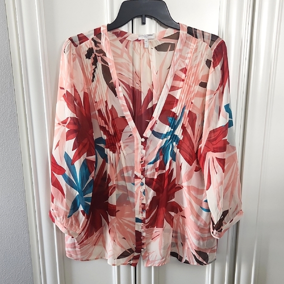 JOIE | Sheer Silk Tropical Blouse - Picture 5 of 12